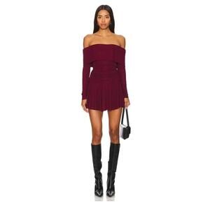 Camila Coelho Burgundy Off-Shoulder Dress